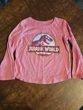 🦖💖 Jurassic World Girls Long Sleeve Top – Size 5 - Dinosaur 💖🦖